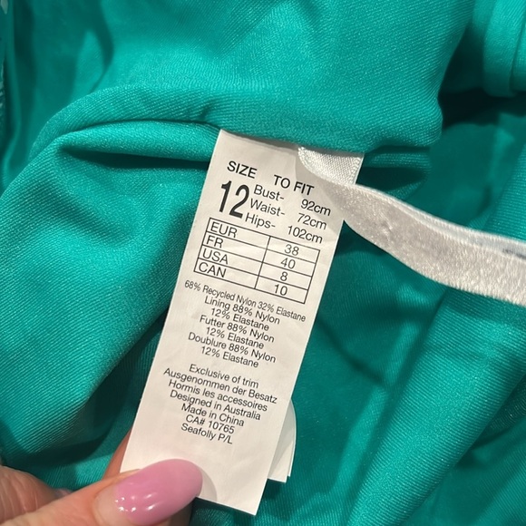 Seafolly Water Garden Retro Tank One Piece Swimsuit in Floral Evergreen Sz 8 US - Picture 6 of 7